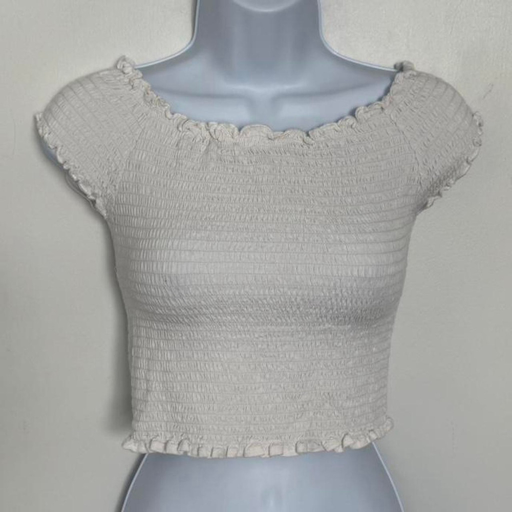 Brandy Melville Cotton White off the Shoulder Crop Top - OS
